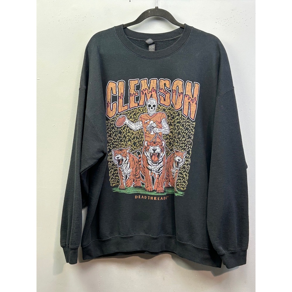 Dead Threads‎ Clemson Tigers Sweatshirt Mens 2XL Black Skeleton Tigers Graphic